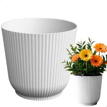 Imagem de Cachepot Talin Branco 2,5L 16cm x 15cm de Polipropileno Duro e Resistente, Compativel com Sistema Autoirrigável - Vaso Decorativo Elegante para Plantas - Top Garden