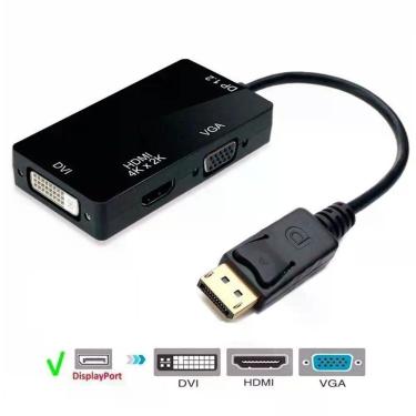 Imagem de Adaptador Displayport X Hdmi Dvi Vga Fêmea Multiport 3x1