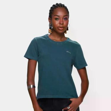Imagem de Camiseta Básica Ellus Slim Feminina, Azul petróleo, EP