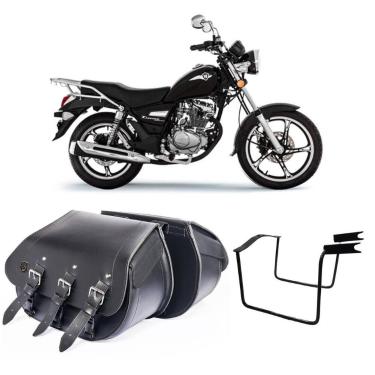 Imagem de Bolsa Alforge Mala Baú Moto Custom 32L Afastador Suporte Haojue Choppe
