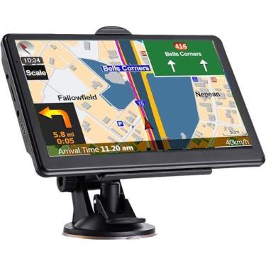 Imagem de Navegação GPS para carro, mapa mais recente de 2025, tela sensível ao toque de 7 polegadas com sistema de navegação de voz real falada passo a passo para carros, navegação por satélite GPS de veículo