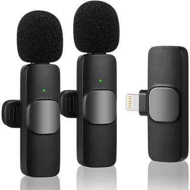 Imagem de Microfone lapela sem fio para iPhone iPad, microfone sem fio plug-play para gravação, transmissão ao vivo, YouTube, TikTok, Facebook, redução de ruído sincronização automática