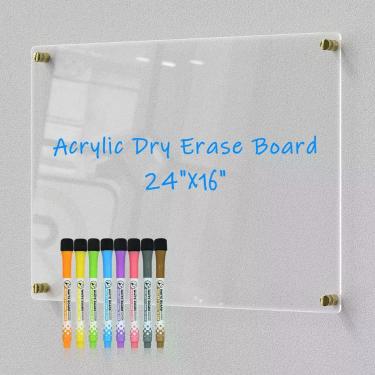 Imagem de Quadro Branco Seco Transparente Custign 61x41 cm + Kit com 8 Marcadore