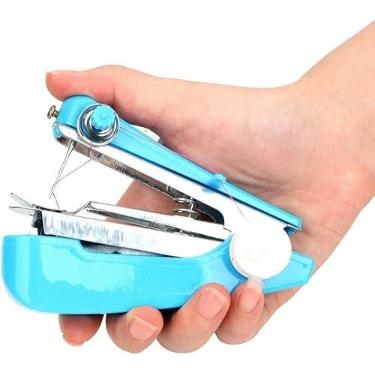 Imagem de Máquina de costura portátil azul, mini máquinas de costura manual portátil, ferramenta de costura útil, mini máquina de esgoto, máquina de costura manual