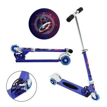Imagem de Patinete Scooter Captain America Infantil Azul de Alumínio - DM Radica