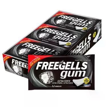 Imagem de Chiclete Freegells Extra Forte Sem Açúcar 8g - Caixa com 12 unidades