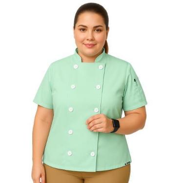 Imagem de Dólmã Feminina Plus Size Para Chef Cozinha Restaurante Confeitaria Uni