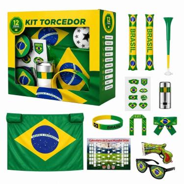 Imagem de Kit Torcedor Brasil 12 Peças Copa do Mundo 2026 - kit-copa