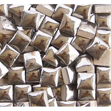 Imagem de PINUO&KE 200 peças / 200 g formas quadradas 1x1 cm mosaico de cerâmica quadrado para artesanato, peças de vitral colorido para projetos de mosaico - prata