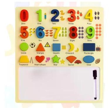 Imagem de Lousa Educativa 30 x 30 cm com Números, Formas de Encaixe e Caneta - B