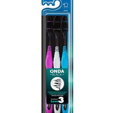 Imagem de Escova Dental Jadepro 832 Onda Black, Macia, Cart. 03 Unidades