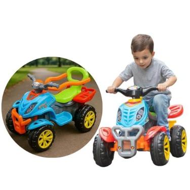 Imagem de Quadriciclo Infantil 2 em 1, Carrinho de Passeio com Haste e Pedal