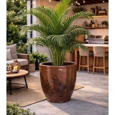 Imagem de Vaso Grande Liso Planta Decorativo Polietileno Luxo Jardim Varanda 50cm (Marrom Cacau)