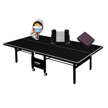 Imagem de MESA PING PONG 1084 PRETA KLOPF + Kit 5055 + Rede Retrátil Preta + Cap