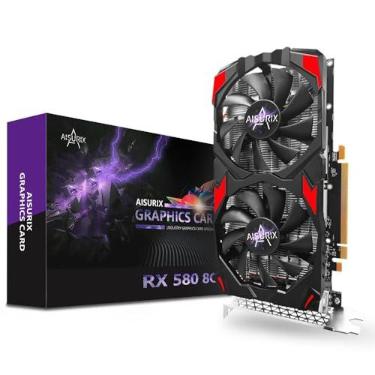 Imagem de Placa gráfica Kelinx AISURIX RX 580, 2048SP, Real 8GB, GDDR5, 256 bits, placa de vídeo para games PC, 2XDP, HDMI, PCI Express 3.0 com parada de ventilador congelado para computador desktop gamer GPU