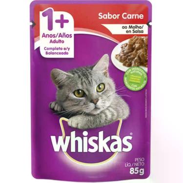 Imagem de Ração Úmida para Gatos Whiskas Sachê Carne ao Molho 85g
