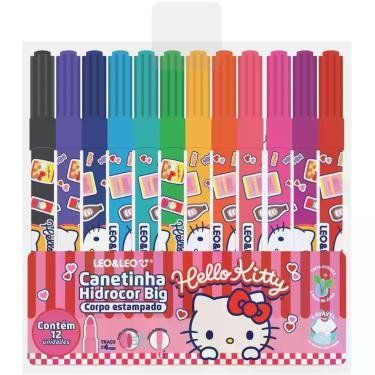 Imagem de Caneta Hidrografica Jumbo Hello KITTY BIG 12 Cores Estojo - Leonora