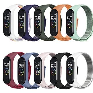 Imagem de Pacote com 10 tiras de pulseira inteligente Pulseira fitness para Xiaomi Mi band 3/4/5/6/7/nfc Pulseira de relógio trançada de náilon