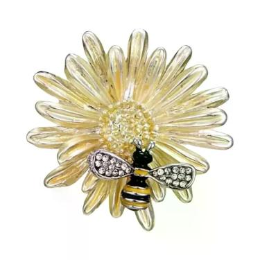 Imagem de Broche De Abelha Unissex Feminino Com Strass E Pérolas, Alfinete De La