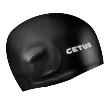 Imagem de Touca de Silicone para Natação Cetus Cobre Orelha - Preto