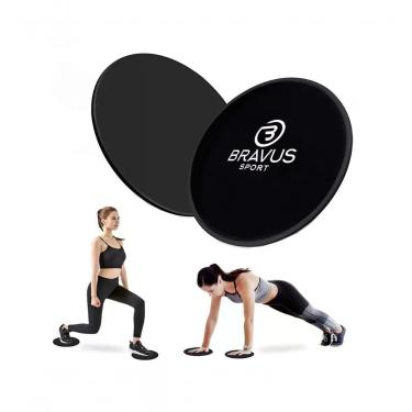 Imagem de Disco de Deslizamento para Exercícios Superfície Dupla Queima de Gordura Tonificação Muscular Preto Bravus