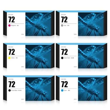Imagem de Substituição de 72 cartuchos de tinta para 72 C9403A C9370A C9371A C9372A C9373A C9374A, compatível com HP DesignJet T610 T620 T770 T790 T795 T1100 T1120 T120 00 T1 300 T2300 (130 ml, 6 unidades)
