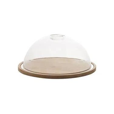 Imagem de Queijeira 24cm com Tampa em Acrílico e Base em Bambu para Mesa Transparente Lyor