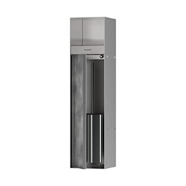 Imagem de hansgrohe 56062800 XtraStoris Rock Suporte embutido com suporte de papel higiênico e porta ladrilhável de aço inoxidável escovado GPM nicho de parede