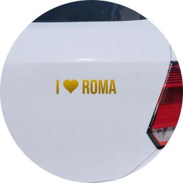 Imagem de Adesivo de Carro Eu Amo Roma - I Love Roma - Cor Dourado - Melhor Ades