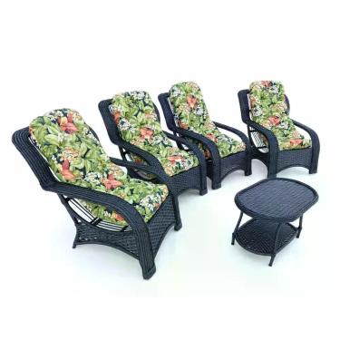Imagem de Conjunto 4 Poltronas Descanso 1 Centro Fibra Sintética Cor Tabaco Para
