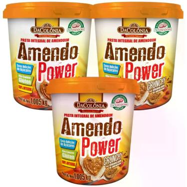 Imagem de Kit 3 Pastas De Amendoim Dacolônia Crunchy Amendo Power Integral 3Kg