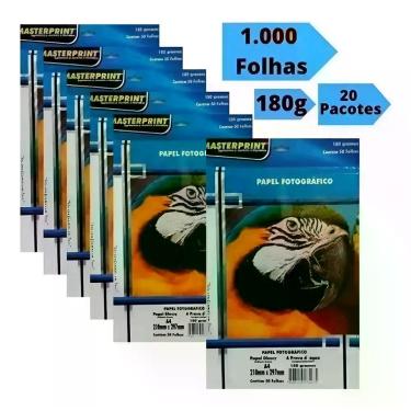 Imagem de 1.000 Folhas Papel Fotográfico A4 Glossy 180g Cor Branco - Compativel
