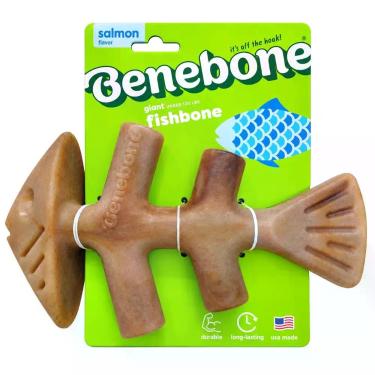 Imagem de Brinquedo Mordedor Para Cães Benebone Fishbone Giant Salmão
