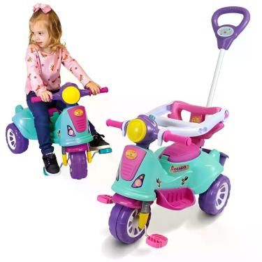 Imagem de Andador Triciclo Infantil Com Empurrador Avespa Rosa Maral, Rosa
