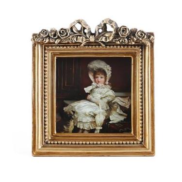 Imagem de S GMOMENT Porta-retratos vintage, tamanho carteira antiga 7,5 x 7,6 cm, molduras quadradas com laço e flor, para decoração de parede de galeria ornamentada, bronze, quadrado