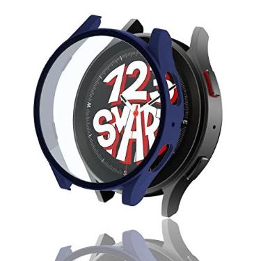 Imagem de Capa Case Bumper com Película de Vidro marca 123smart Compativel com fGalaxy Watch 6 Watch 5 Watch 4 40mm SM-R860 R865 R900 R905 R930 R935 - Azul