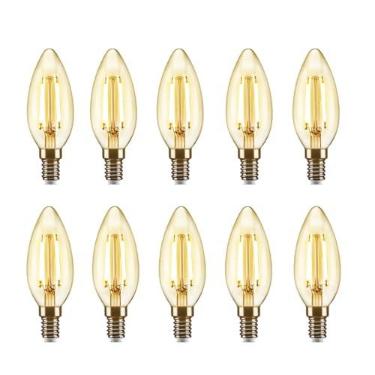 Imagem de 10 Lâmpadas Vela Filamento Led C35 E14 127v 2200k Ambar