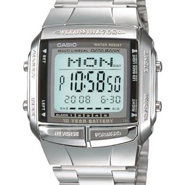 Imagem de Casio Relógio digital masculino de quartzo com pulseira de aço inoxidável DB-360-1A, cores prateadas, pulseira., Cores prateadas, Alça.