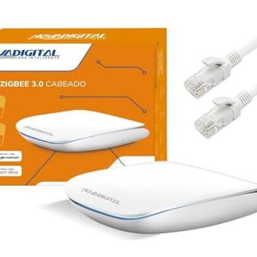 Imagem de Hub Zigbee Cabeado NovaDigital HNZ-CB Conexão Rj45 Wi-fi Smart Life Tuya Alexa e Google Assistente Zigbee 3.0 Com Cabo de Rede RJ-45 (Branco)