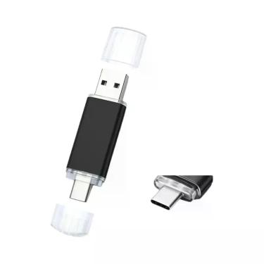 Imagem de Pen Drives USB Tipo-C 2-em-1 Com Clipe De Metal Prateado 32GB 64GB 128