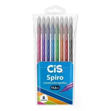 Imagem de Canetas Spiro c/ 8 cores 0.7mm Cis Corpo Longo 17,5 cm