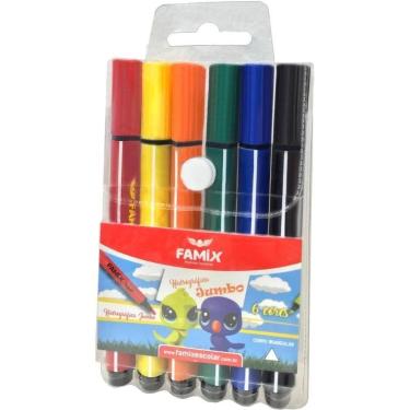 Imagem de Caneta Hidrografica Jumbo Triangular 6 Cores - Famix