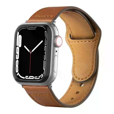Imagem de Pulseira De Couro Para Apple Watch 42 / 44 / 45Mm - Marrom - Gshield