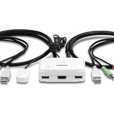 Imagem de Chaveador KVM TrendNet TK-215i - 2 computadores em 1 monitor HDMI, teclado e mouse + Áudio - Cabos de 80cm - Compatível PC eou MAC