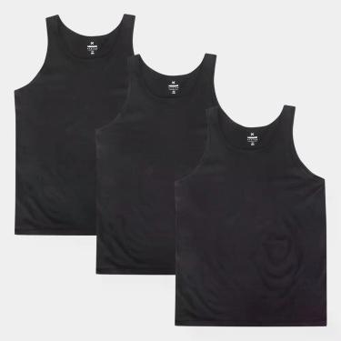 Imagem de Kit Regata Hering C/ 3 Peças Masculina, Preto, GG