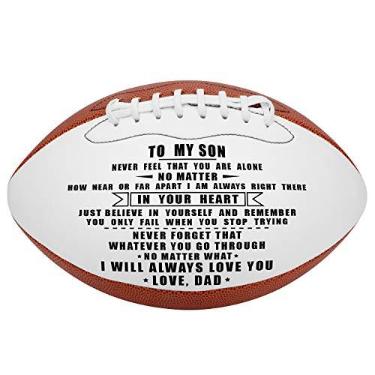 Imagem de Bolas de futebol americano gravadas K Kenon para filho da mãe – couro composto personalizado futebol americano – Presentes de formatura de aniversário de Natal para filho, For Son From Dad