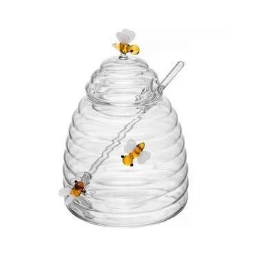 Imagem de Açucareiro de Vidro 500ml Colher Tampa Porta Açúcar de Mesa Lovely Bee Decorado Lyor