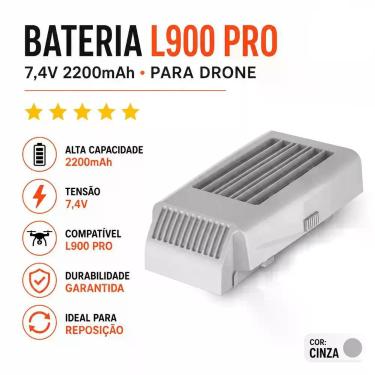 Imagem de Bateria L900 Pro 7,4V 2200mAh para Drone - Bateria Recarregável Cinza 