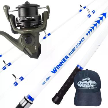 Imagem de Combo Surfcasting Vara Winner 2pt Molinete Navy Surf Alumínio Tamanho:
