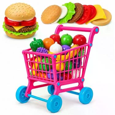 Imagem de Carrinho de Compras Super Mercado Frutas Legumes Hambúrguer - Toy Mast